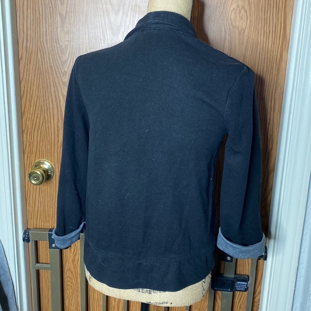 Express Black Knit Open Front Blazer Gray Cuffed Sleeves XS - Picture 4 of 7